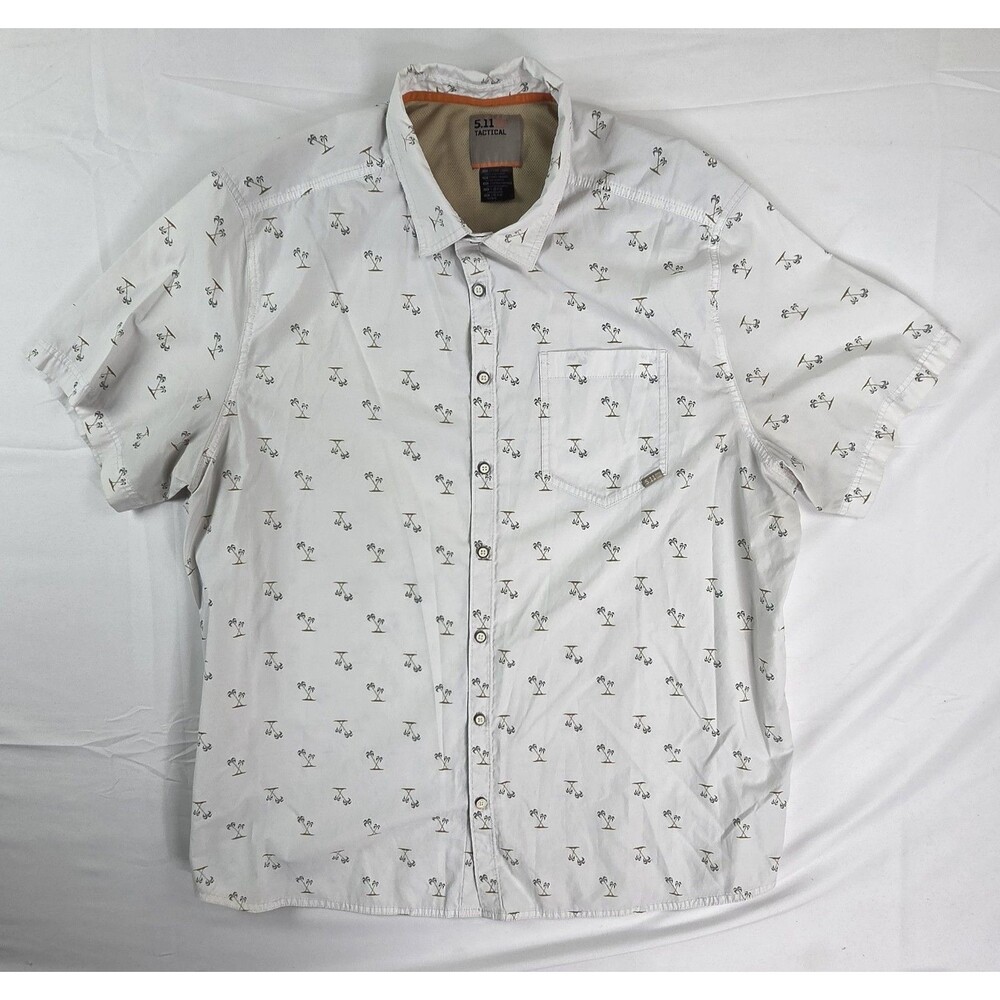 5.11 Tactical Shirt Mens XXL 2XL Button Up S/S Palm Tree Tropical Snaps Summer